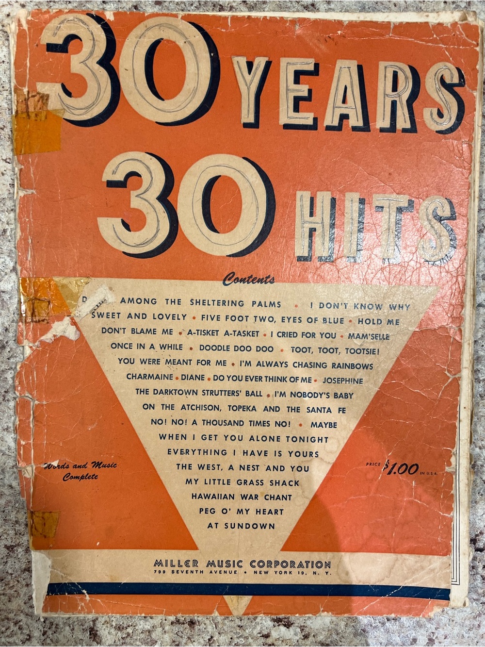 Vintage 30 Years 30 Hits Music Sheets for Piano